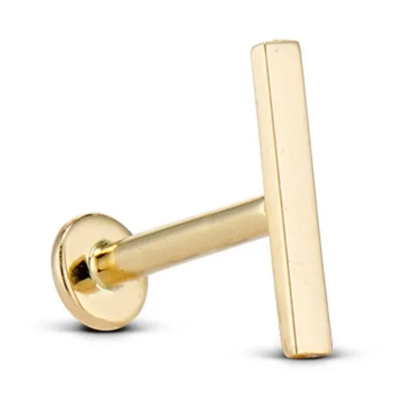 Pair of Rowan 14K Yellow Gold Bar Studs with Threaded Flatbacks - Picture 2 of 7